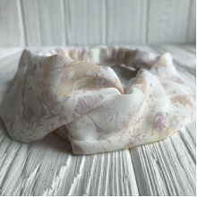 Пов'язка-плетіння шифон у квіточку, 6 см, молочно-бузковий, шт.