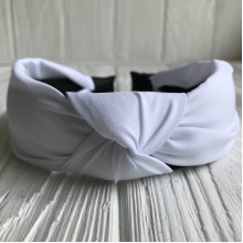 Обруч чалма однотонний тканинний, 4 см, білий, шт.