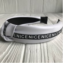 Обруч чалма з екошкіри (Nice вузька), 4 см, білий, шт.