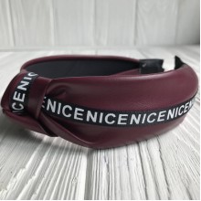 Обруч чалма з екошкіри (Nice вузька), 4 см, вишневий, шт.