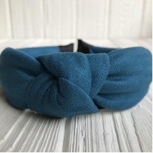 Обруч чалма замшевий, 3 см, синьо-бірюзовий, шт.