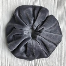 Скранч велюр, 12 см, сірий, шт.