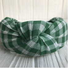 Обруч чалма шотландка, 4,5 см зелено-білий, шт.
