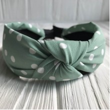 Обруч чалма тканинний у горох, 4 см, м'ятний, шт.