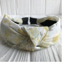 Обруч чалма шифон у квіточку, 4 см, біло-жовтий, шт.