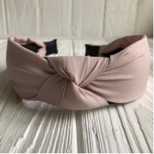 Обруч чалма тканинний однотонний, 4 см, бежево-пудровий, шт.