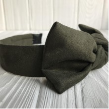 Обруч замшевий бант, 2,5 см, хакі, шт.