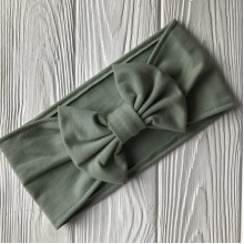 Пов'язка широка з бантом, 11 см, оливкова, шт.