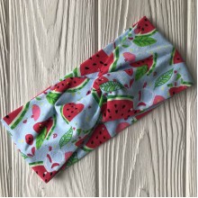 Пов'язка дитяча стрейч кулір, 8 см, світло-блакитний з кавунами, шт.