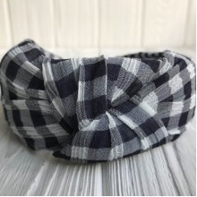 Обруч чалма шотландка, 4,5 см, чорно-білий, шт.