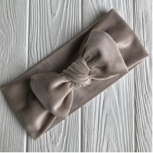 Пов'язка спорт велюр з бантом, 9,5 см, бежевий, шт.