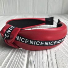 Обруч чалма з екошкіри (Nice вузька), 4 см, червоний, шт.