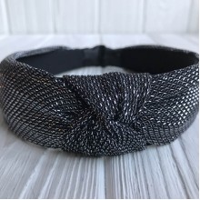 Обруч чалма блиск, 3 см, чорний зі сріблом, шт.