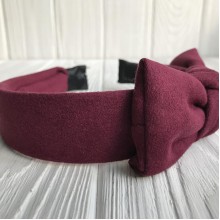 Обруч замшевий бант, 2,5 см, вишневий, шт.