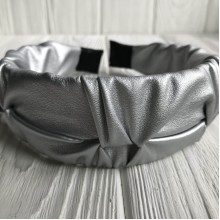 Обруч екошкіра жниварка, 4 см, срібний, шт.