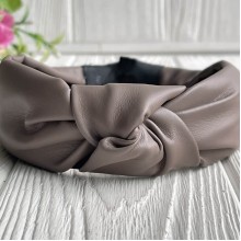 Обруч чалма з екошкіри однотонний, 4 см, капучіно, шт.