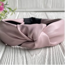 Обруч чалма з екошкіри однотонний, 4 см, пудровий, шт.