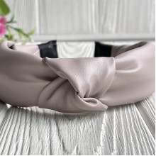 Обруч чалма з екошкіри однотонний, 4 см, бежевий, шт.