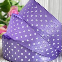 Атлас 2,5 см горох, темно-ліловий, метр