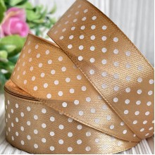 Атлас 2,5 см горох, золото, метр