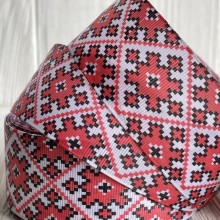 Репс 4 см, орнамент ромб New, біло-червоний, метр
