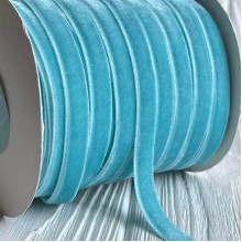 Стрічка велюр, 1 см, світлий тіффані, метр