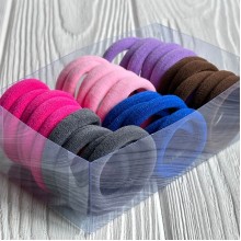 Набір резинок велюрчік, 4 см, малиново-сіро-синій, упаковка 30 шт.