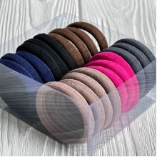 Набір резинок велюрчік, 5 см, бежево-малиново-сірий, упаковка 20 шт.