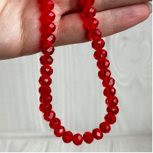 Бусини Рондель кришталь, 8 мм, червоні, нитка 65-68 шт.