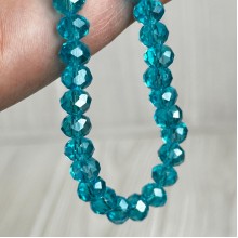 Бусини Рондель кришталь, 8 мм, світло-бірюзові, нитка 65-68 шт.