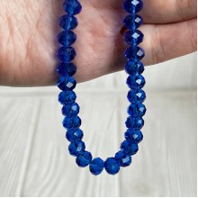 Бусини Рондель кришталь, 8 мм, темно-сині, нитка 65-68 шт.