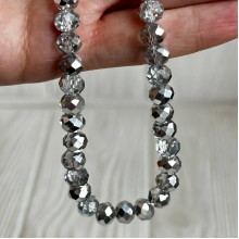 Бусини Рондель кришталь, 8 мм, срібні, нитка 65-68 шт.