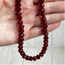 Бусини Рондель кришталь, 8 мм, бордові, нитка 65-68 шт.