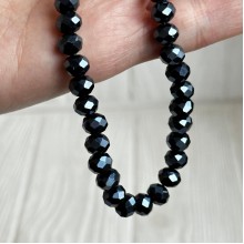 Бусини Рондель кришталь, 8 мм, графітові, нитка 65-68 шт.