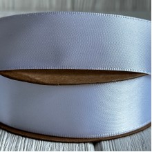 Атлас двосторонній (преміум), 2,5 см, білий, метр