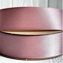 Атлас двосторонній (преміум), 2,5 см, бежево-рожевий, метр