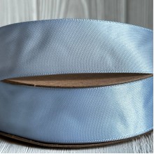 Атлас двосторонній (преміум), 2,5 см, блакитний, метр