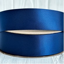 Атлас двосторонній (преміум), 2,5 см, сапфіровий, метр