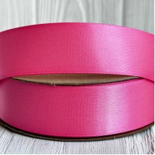 Атлас двосторонній (преміум), 2,5 см, яскраво-рожевий, метр