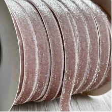 Стрічка велюр з перламутром, 1 cм, темно-бежевий, метр
