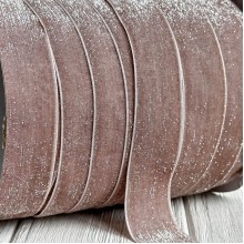 Стрічка велюр з перламутром, 2,5 cм, темно-бежевий, метр