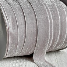 Стрічка велюр з перламутром, 2,5 cм, сіро-рожевий, метр