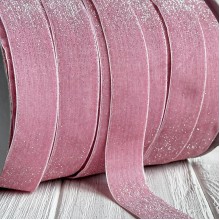 Стрічка велюр з перламутром, 2,5 cм, рожевий, метр