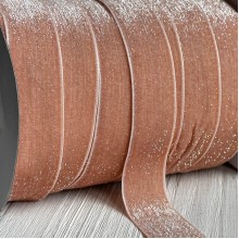 Стрічка велюр з перламутром, 2,5 cм, персиковий, метр