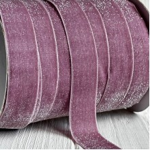 Стрічка велюр з перламутром, 2,5 cм, пудровий, метр