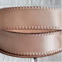 Атлас двосторонній з кантом, 2,5 см, бежевий, метр