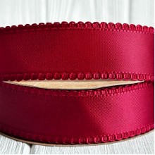 Атлас двосторонній з кантом, 2,5 см, бургунді, метр