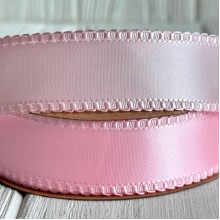 Атлас двосторонній з кантом, 2,5 см, світло-рожевий, метр