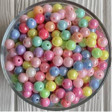 Бусина акрилова (перламутр), 8 мм, пастельний мікс, шт.