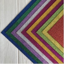 Фоаміран із глітерром, 1,8 мм, різнобарвний мікс, 20х30 см, упаковка 10 шт.